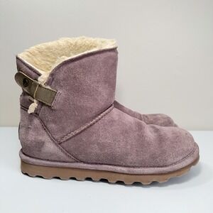 BEARPAW Margaery Boots Womens Sz 7 Suede Wool Blend Sheepskin Winter Shoes